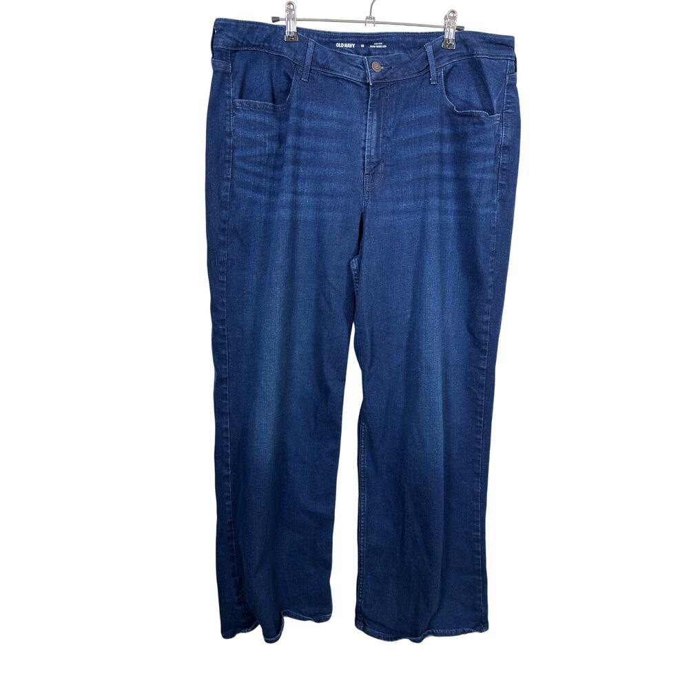 Old Navy Wow Wide Leg Jeans Womens 18 Blue High Rise Stretch River Wash